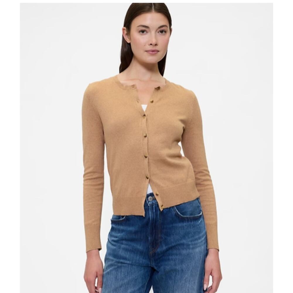 GAP‎ Camel Button Front Cardigan Sweater XL Classic Crewneck Knit